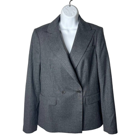Talbots Woman Size 8 Blazer Jacket Doubled Breasted Wool Stretch Career Gray - Picture 1 of 11